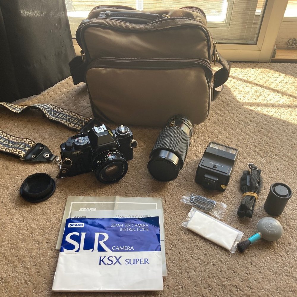 KSX Super SLR 35mm Camera w/ Extra Lens, Carrying Case